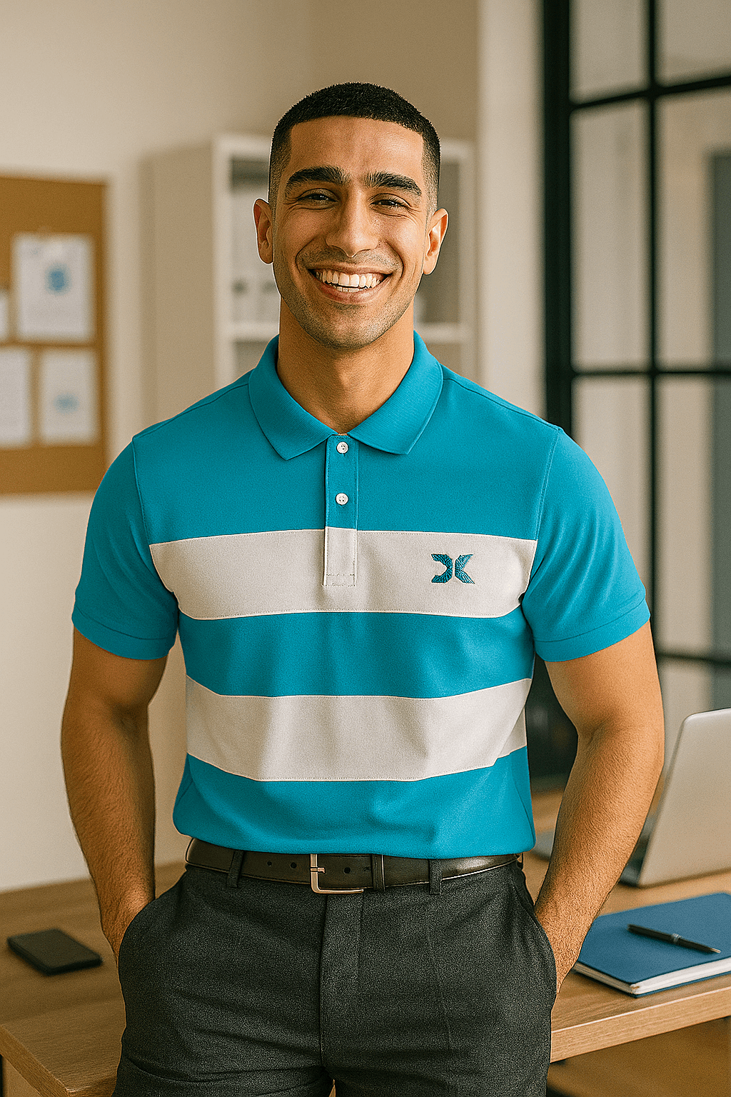 Turquoise Blue with White new Polo T-Shirt New