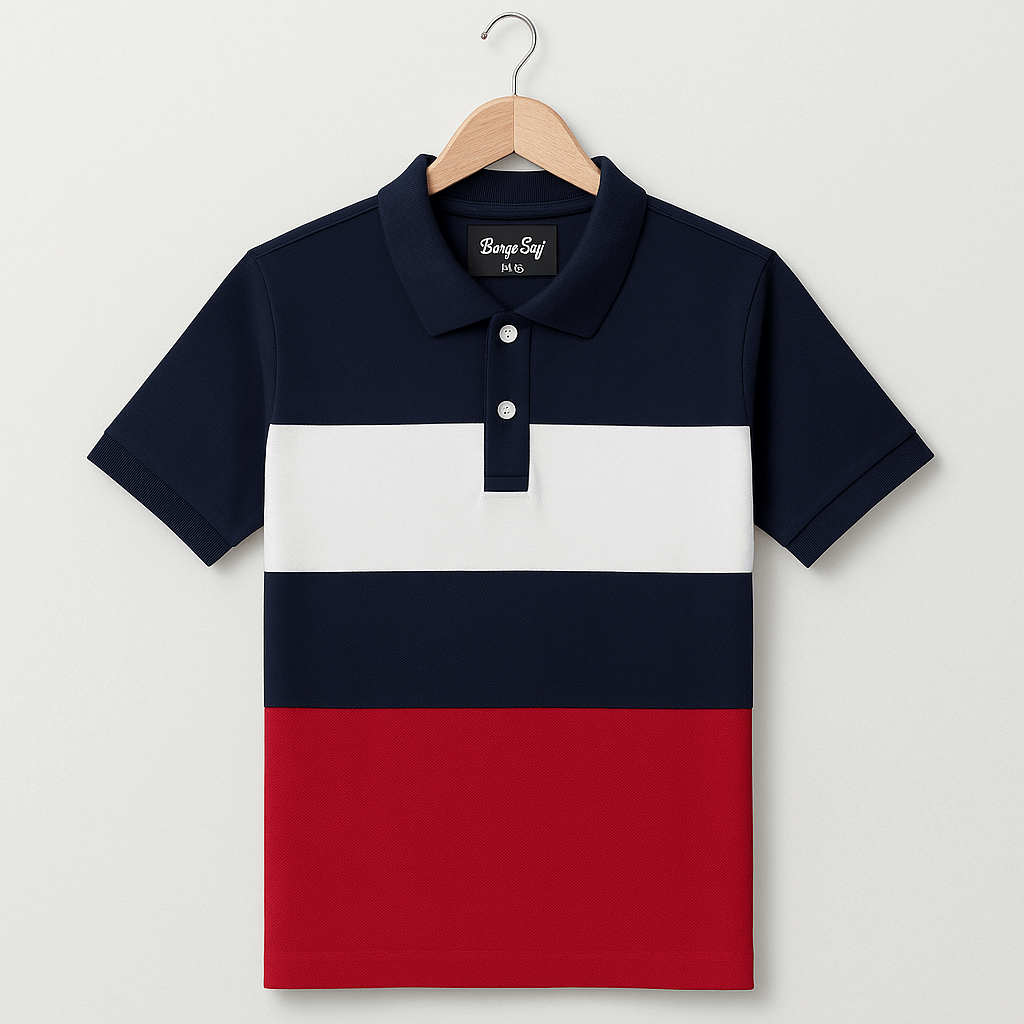 Navy White Navy Red Polo T-Shirt