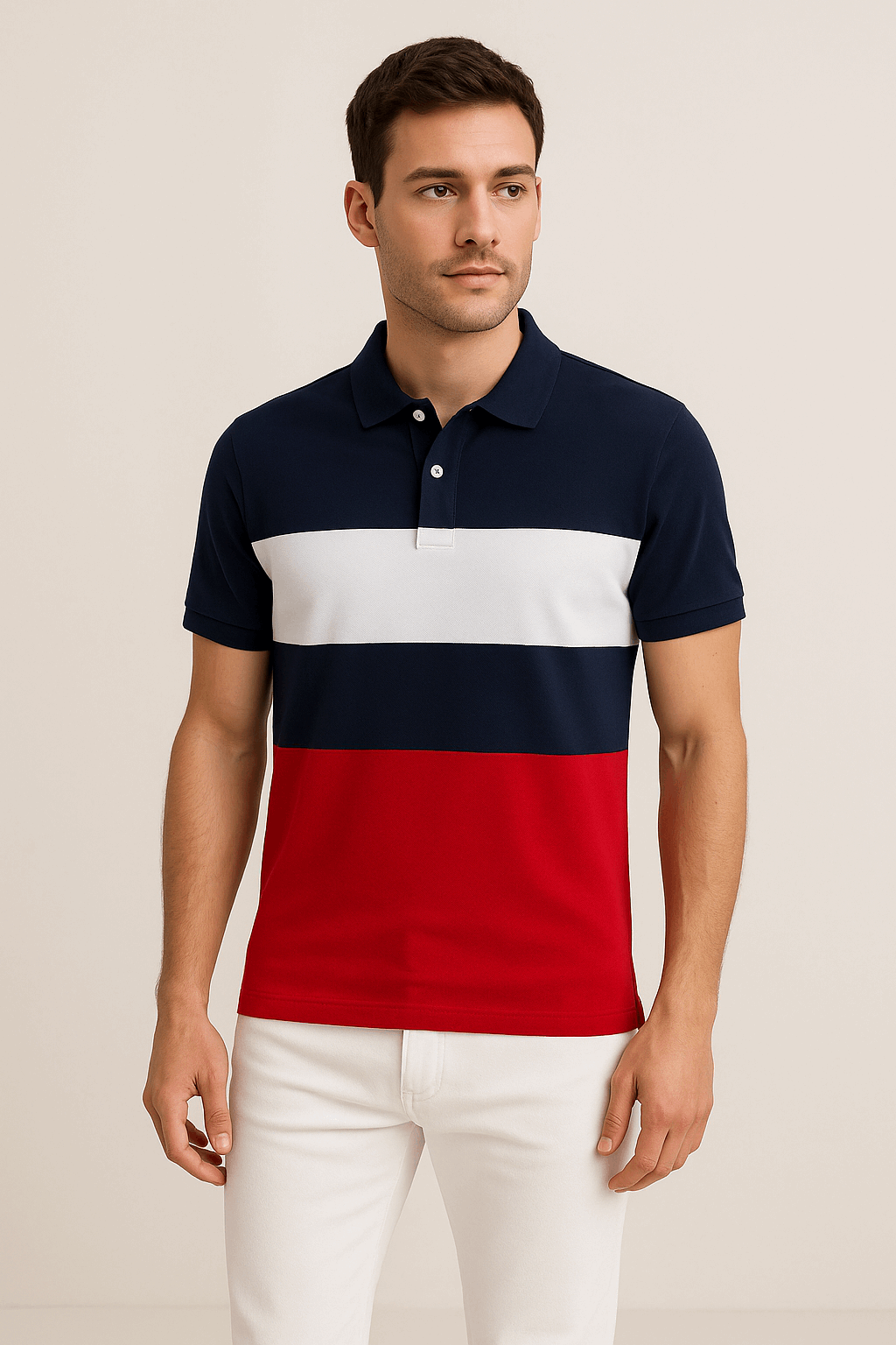 Navy White Navy Red Polo T-Shirt