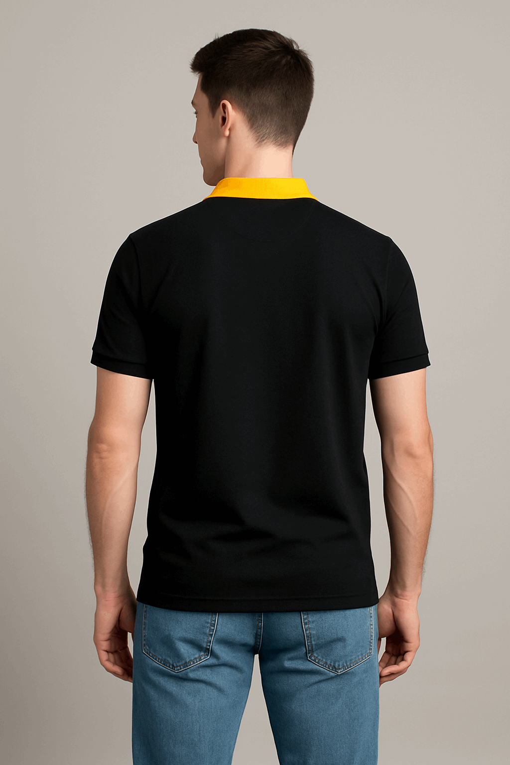 Half Black with Yellow  Polo T-Shirt