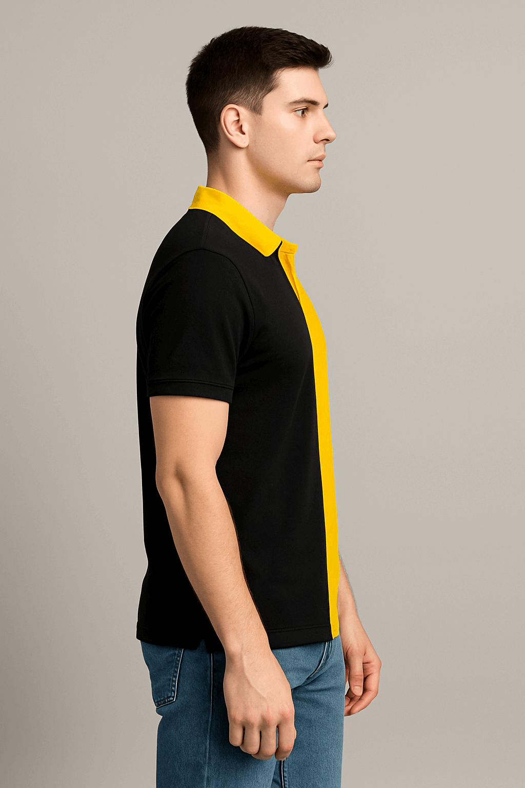 Half Black with Yellow  Polo T-Shirt