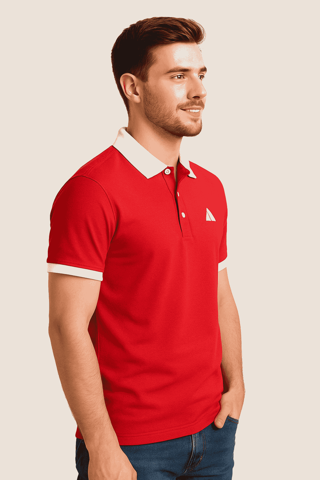 Classic Red Polo T-Shirt with White Collar & Cuffs Edition