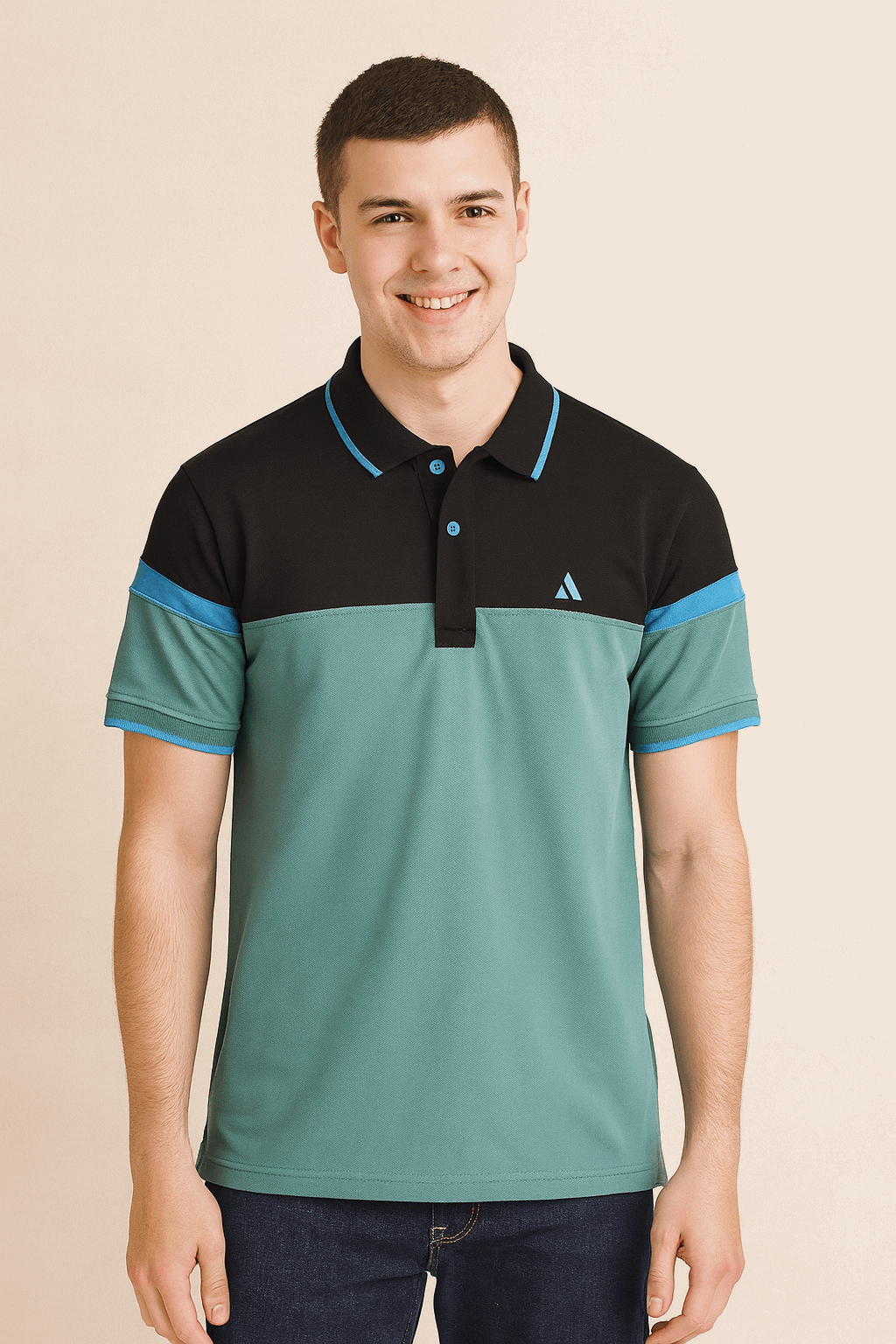 Black and Sea Green  Polo T-shirt