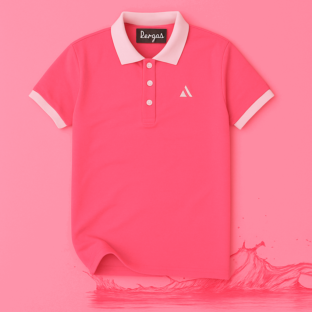 Classic Bright Pink Polo T-Shirt – White Collar Edition