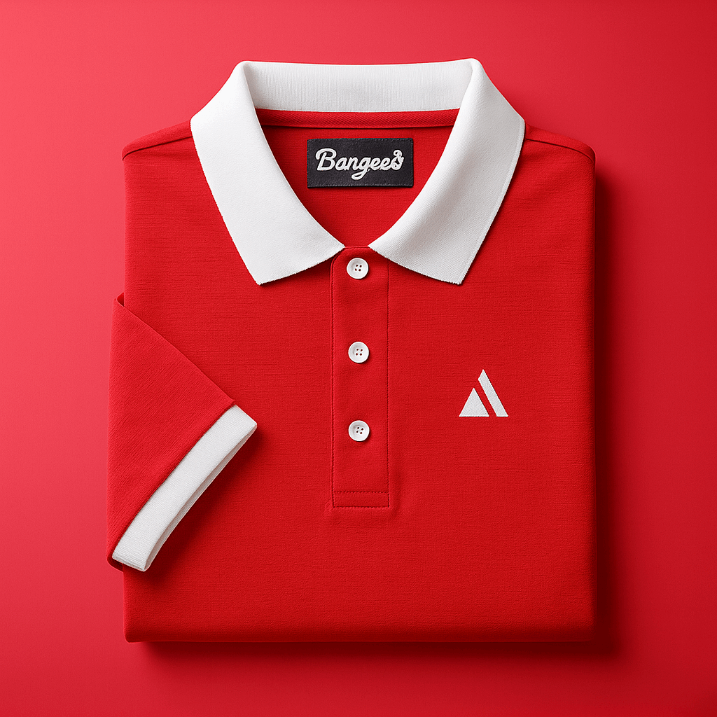 Classic Red Polo T-Shirt with White Collar & Cuffs Edition