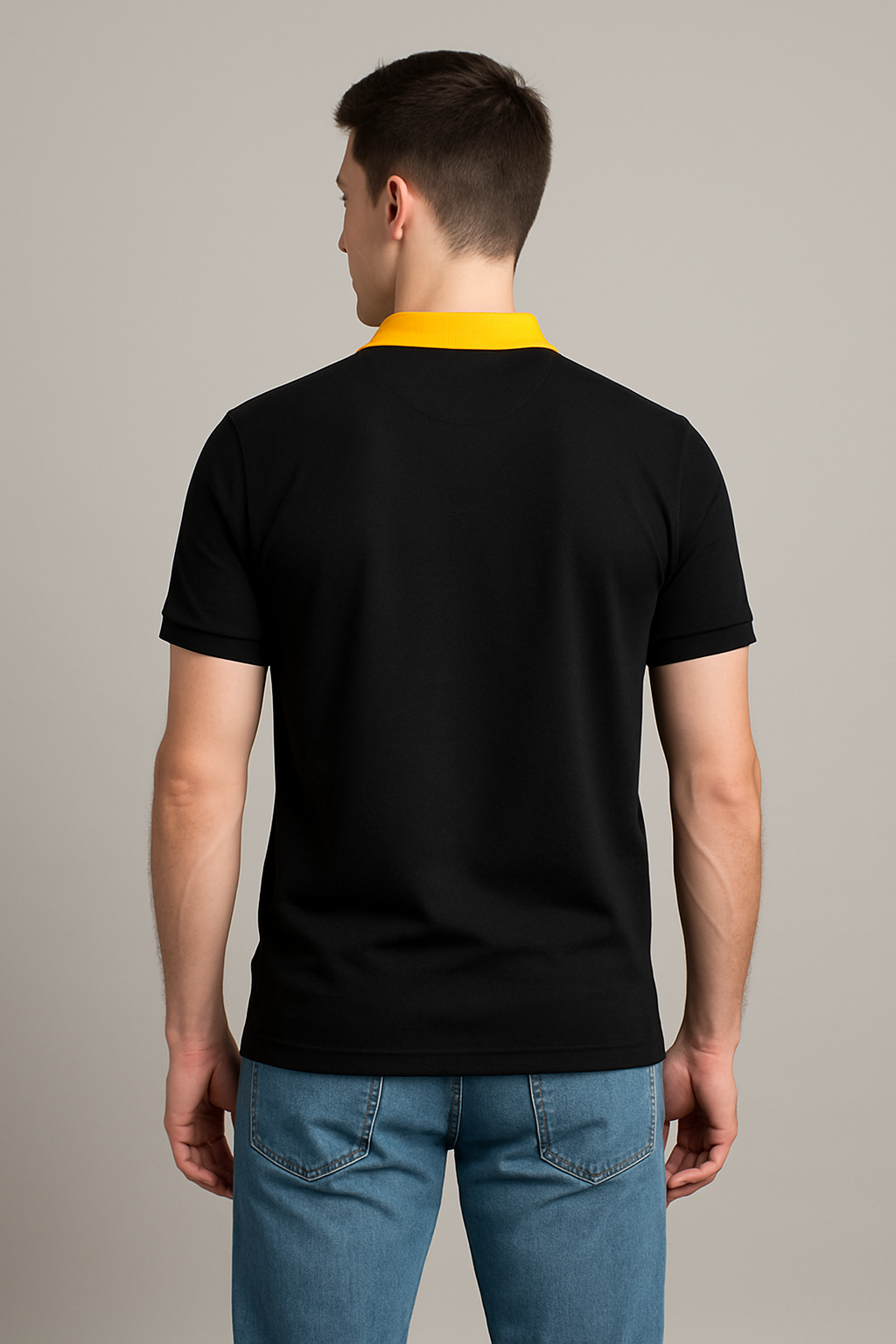 Half Black with Yellow Polo T-Shirt