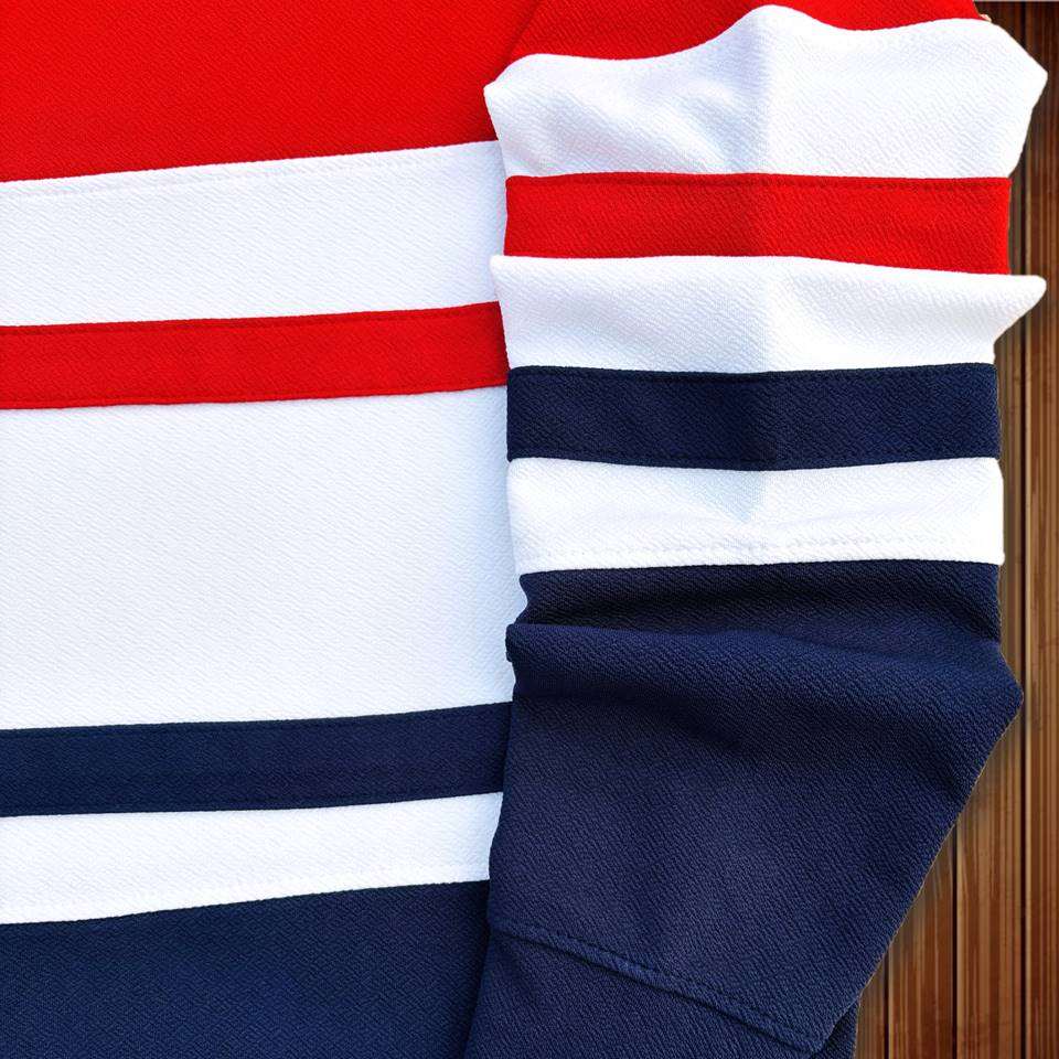 Full Sleeve T-Shirt Red White & Navy with 2 stripes