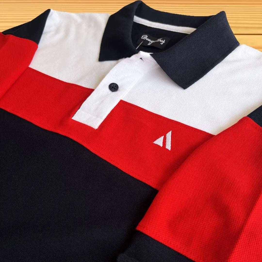Full Sleeves Polo T-Shirt White Red with Navy Blue