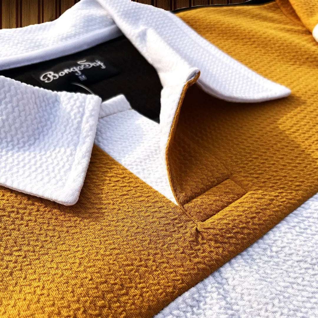 Full sleeve Collar T-shirt Meteor Yellow White & Black