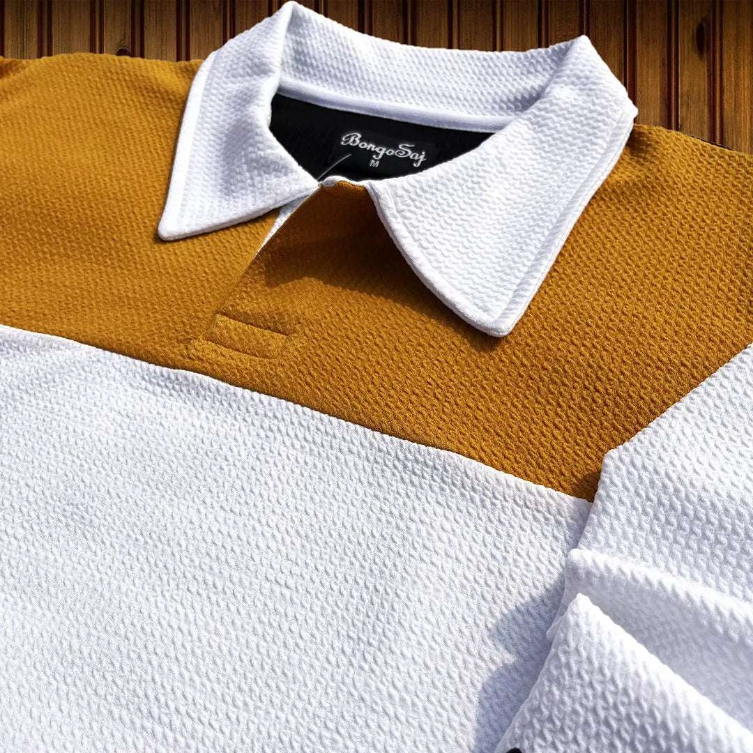 Full sleeve Collar T-shirt Meteor Yellow White & Black