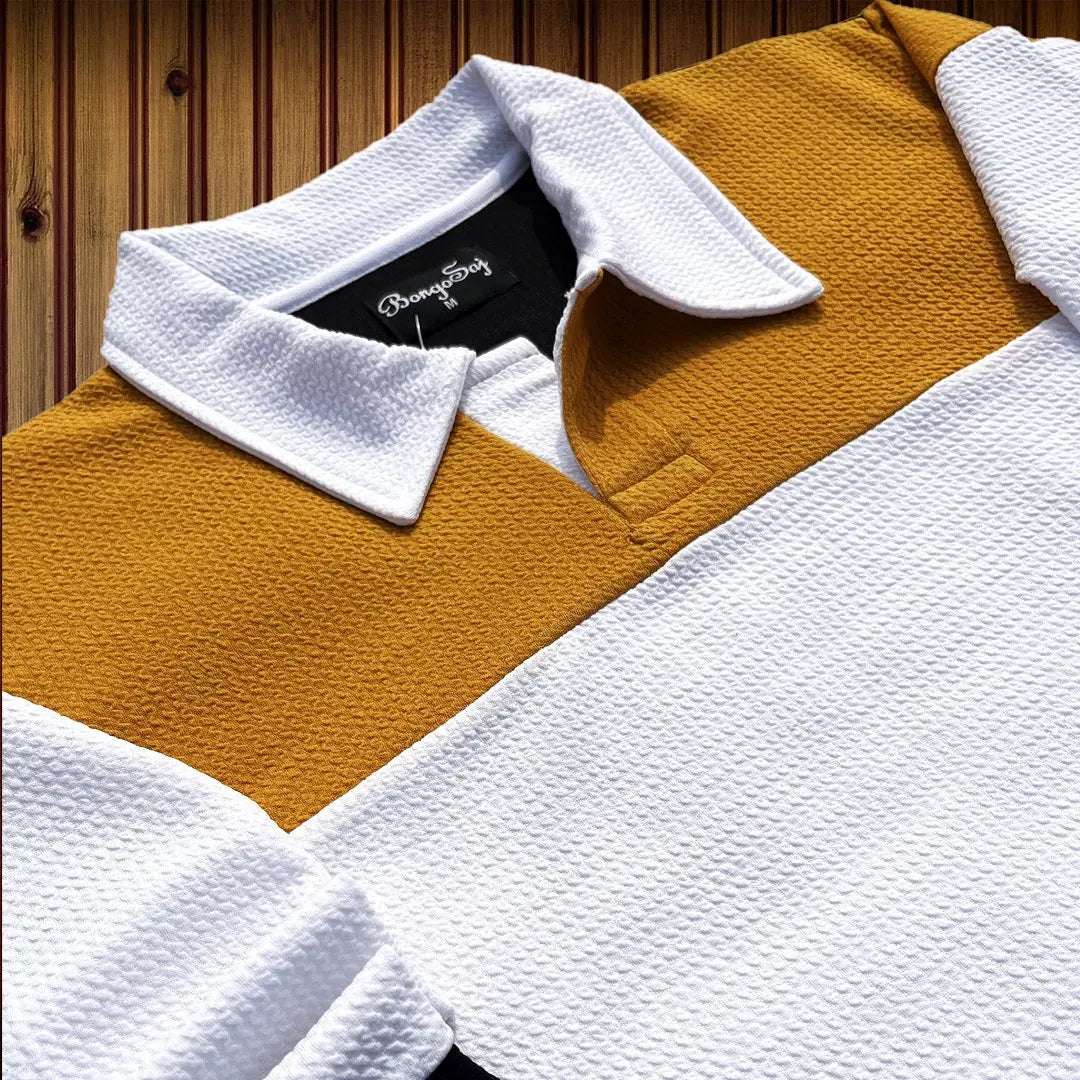 Full sleeve Collar T-shirt Meteor Yellow White & Black