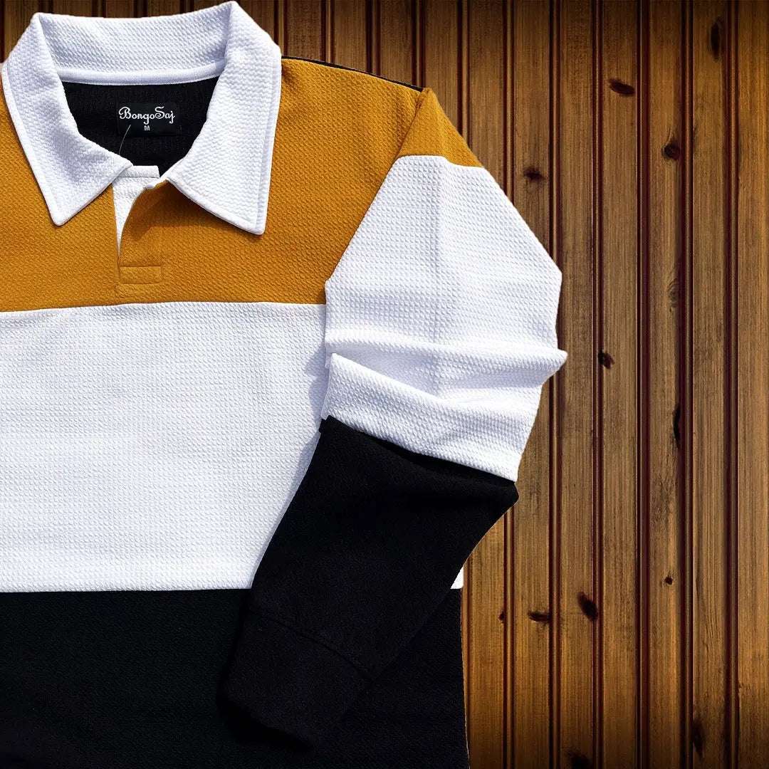 Full sleeve Collar T-shirt Meteor Yellow White & Black