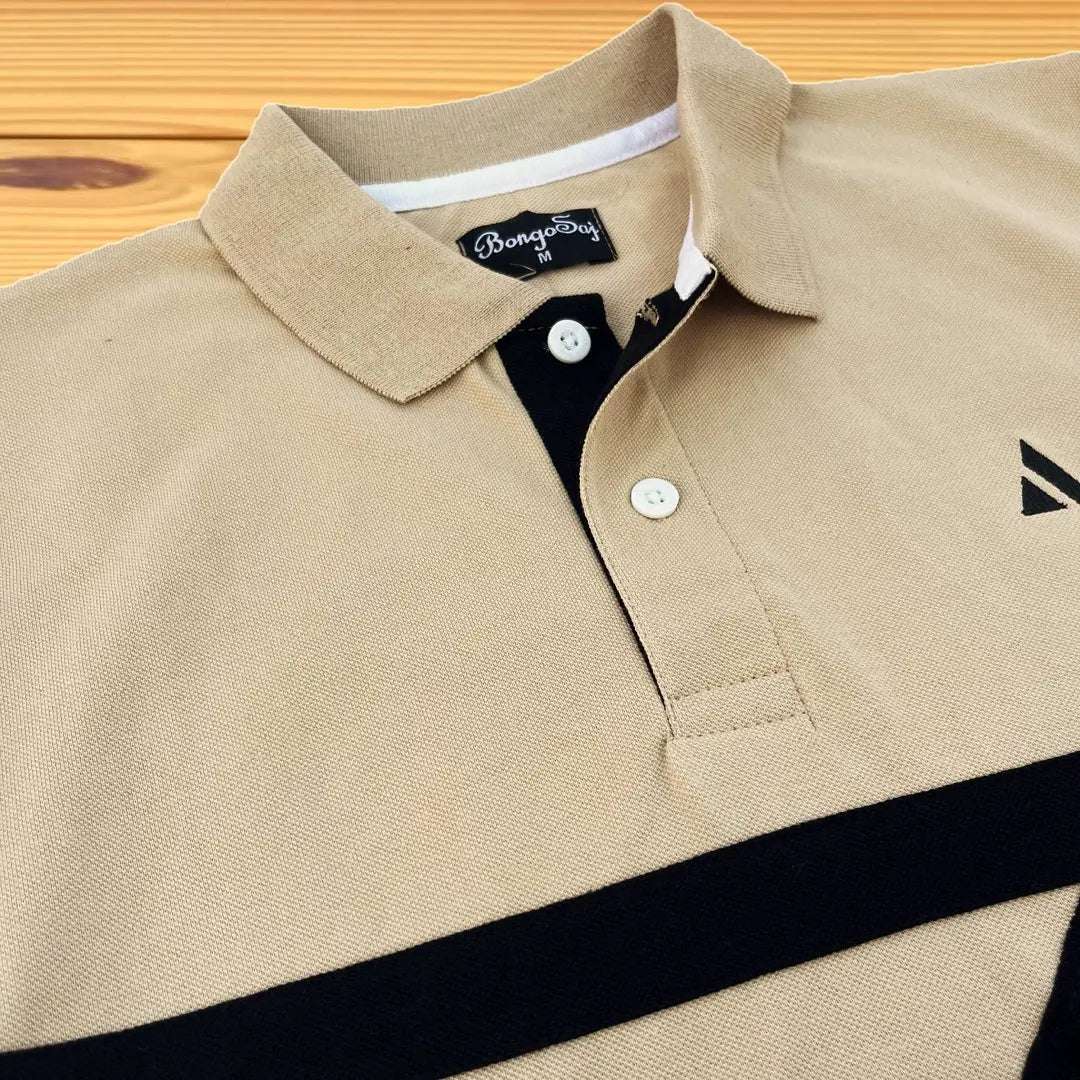 Ginger colour With Black Three Stripe Polo T-Shirt
