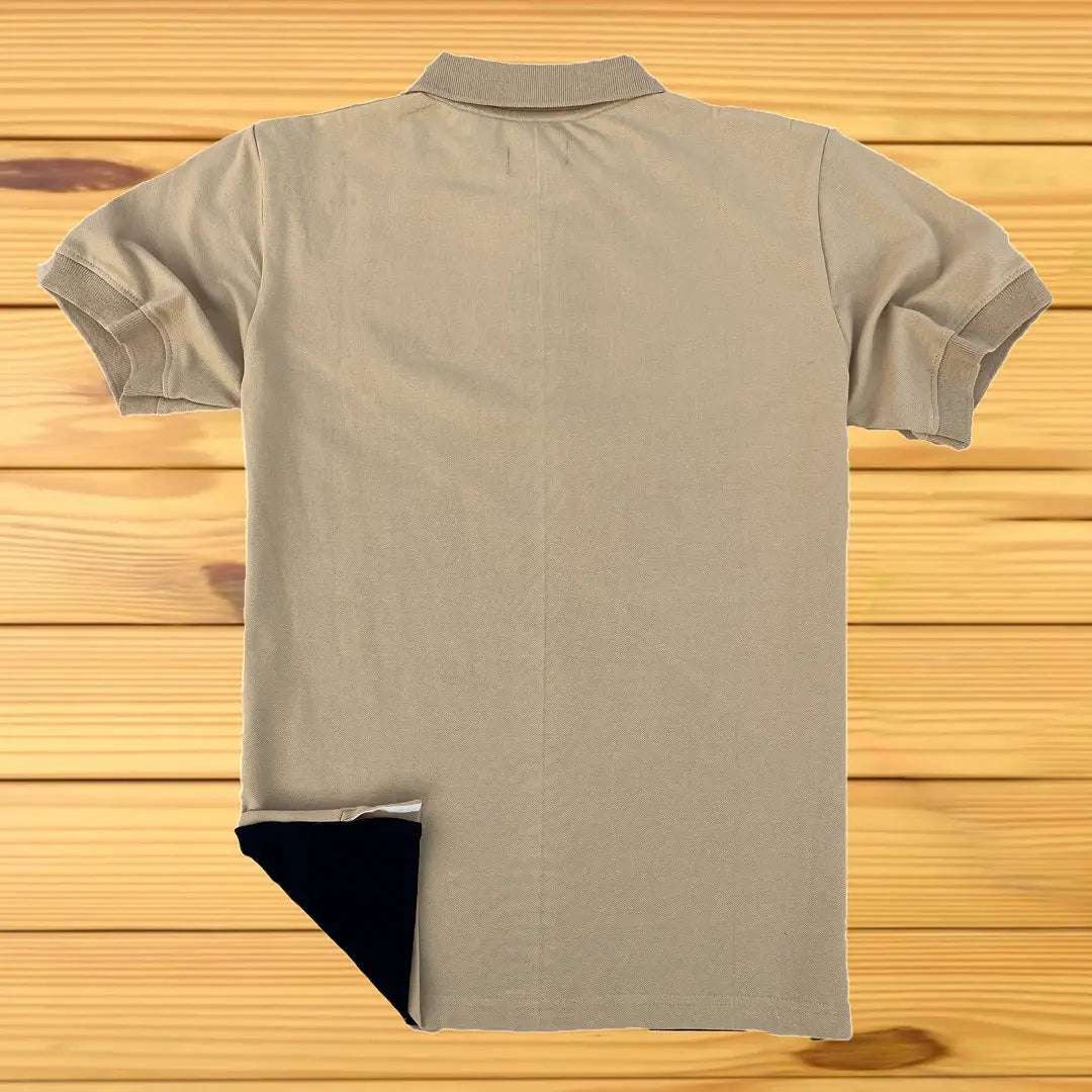 Ginger colour With Black Three Stripe Polo T-Shirt