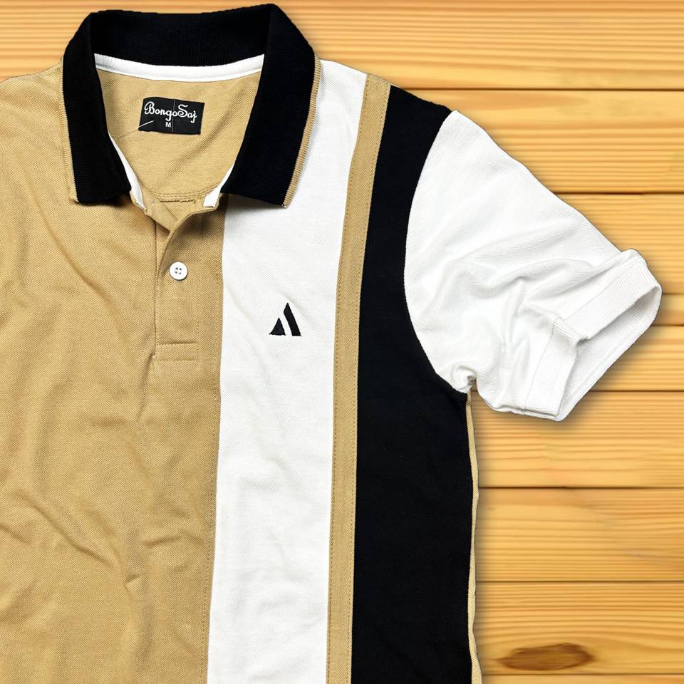 Ginger Black with White vertical stripe Polo T-Shirt