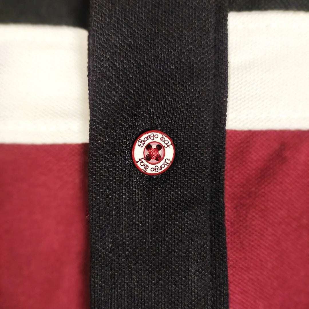 Maroon Polo T-Shirt with White & Black Double Stripes
