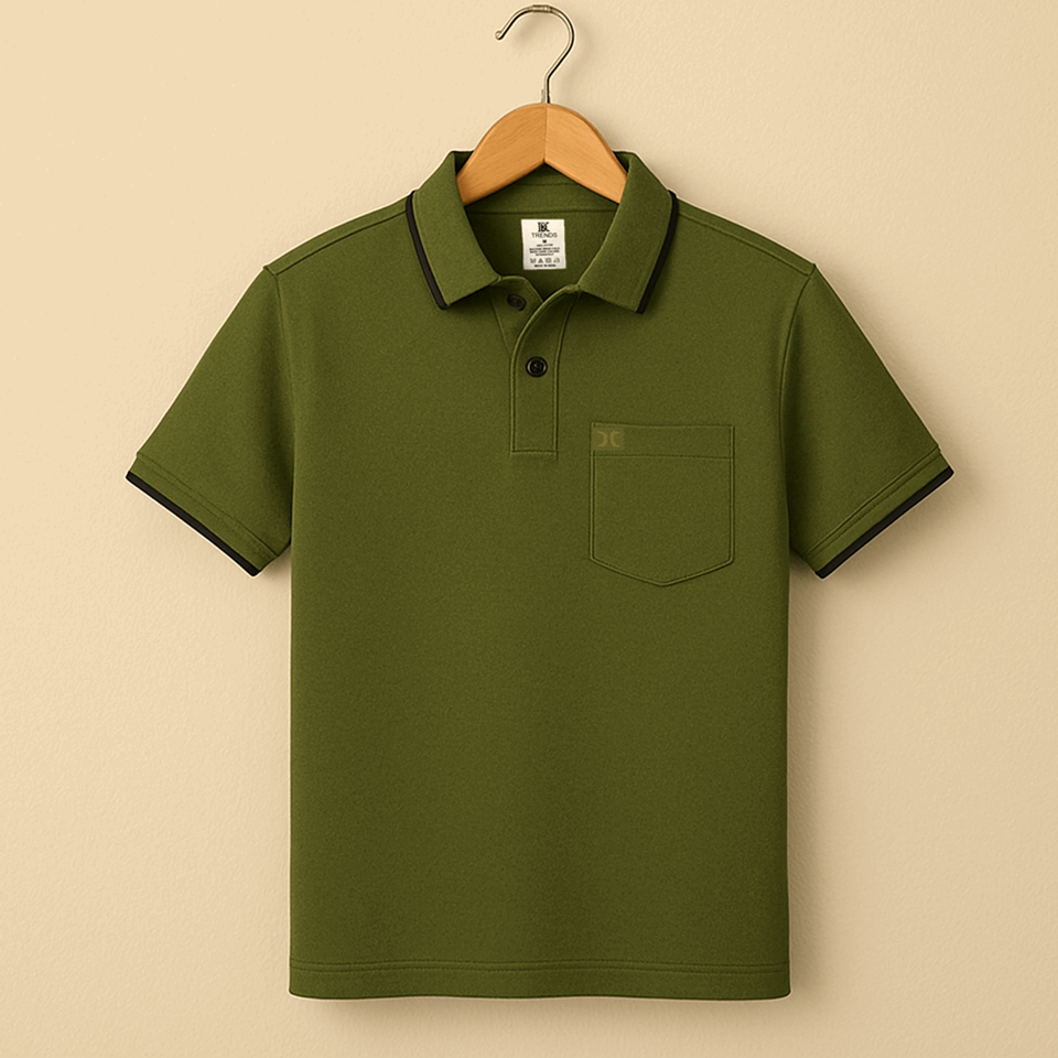 Olive Green Polo T-Shirt with Pocket