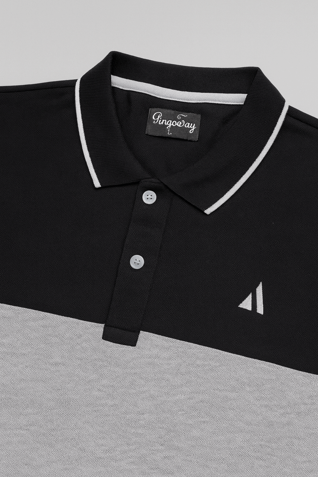 Men’s Dual-Tone Polo T-Shirt – Black & Grey Colorblock