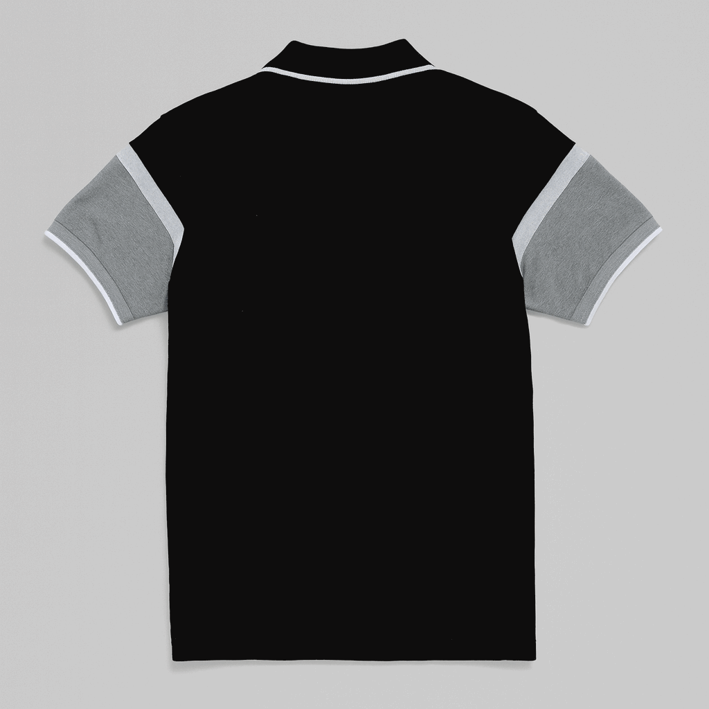 Men’s Dual-Tone Polo T-Shirt – Black & Grey Colorblock