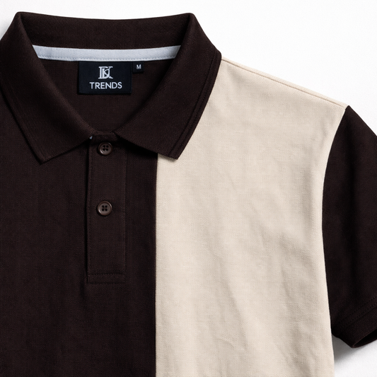 Half Coffee Brown with Beige Polo T-Shirt
