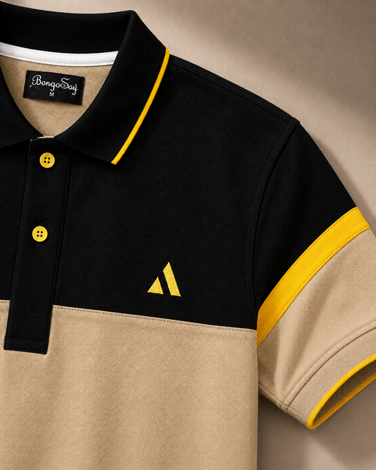 Black and Ginger Colour Polo T-shirt