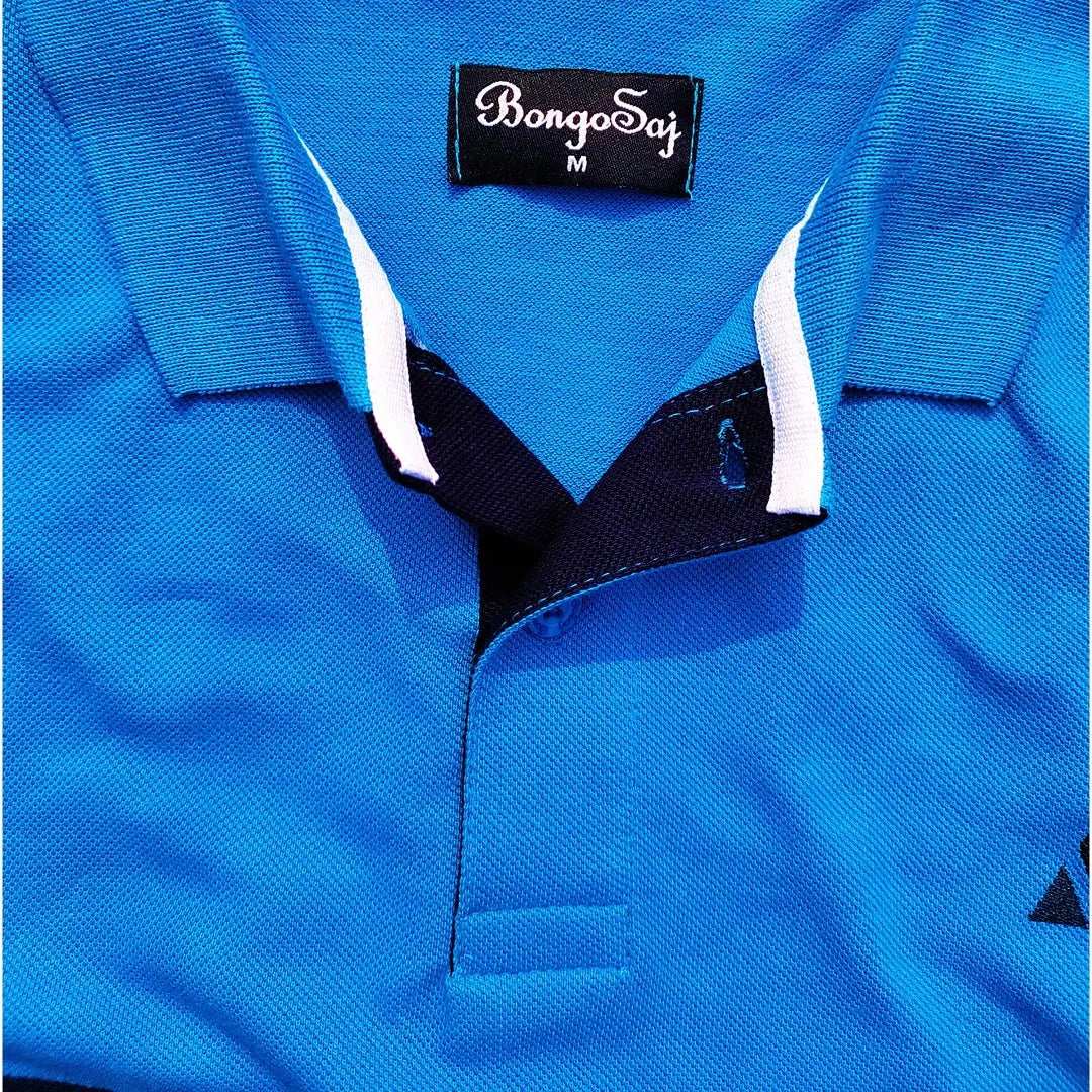 Sky Blue white with Navy Blue stripe Polo T-Shirt