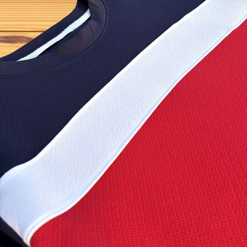 Half Sleeve Lycra Red Bottom Stripes T-Shirt
