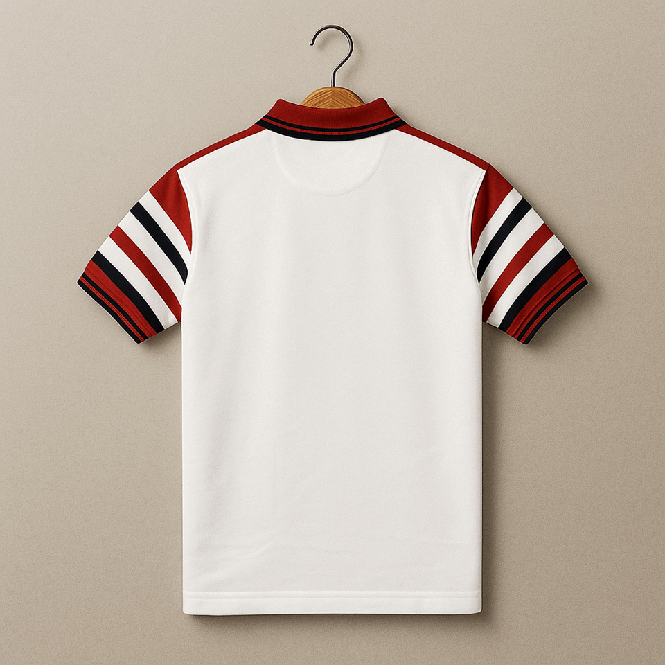 Red White with Navy stripe Polo T-Shirt