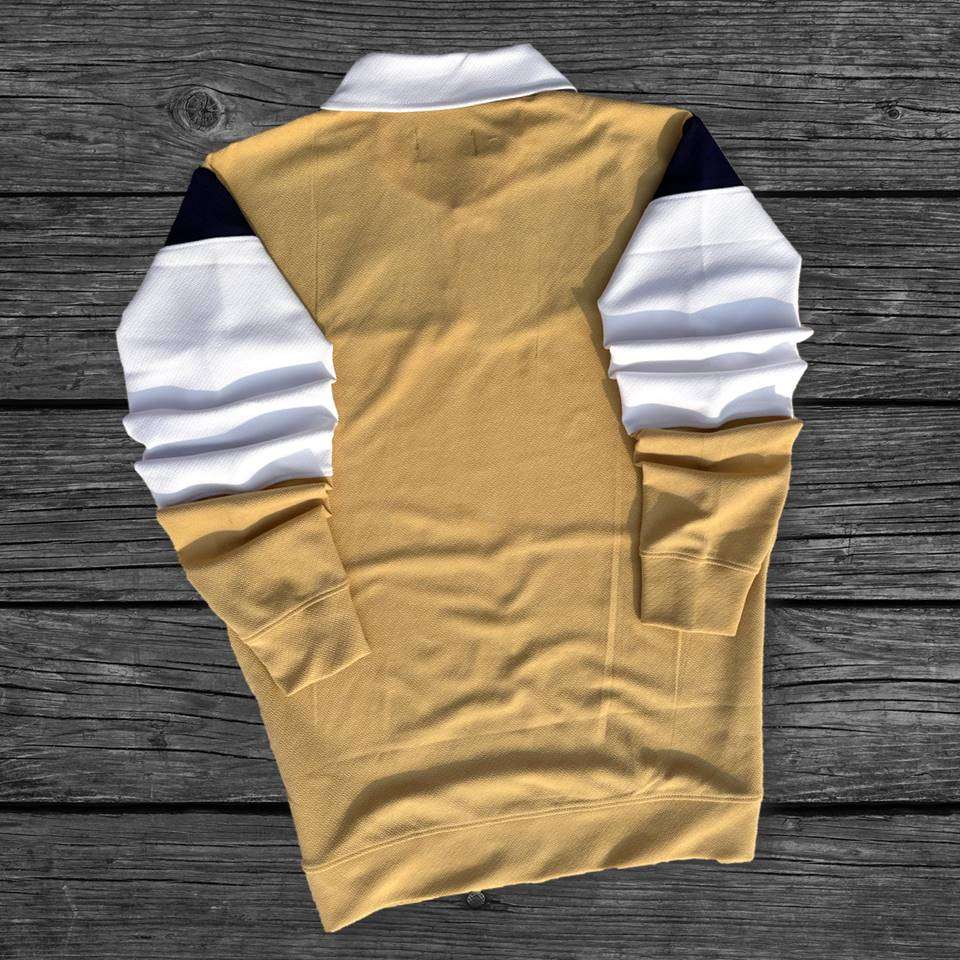 Full Sleeve Polo T-Shirt Navy Heather Cinnamon & White