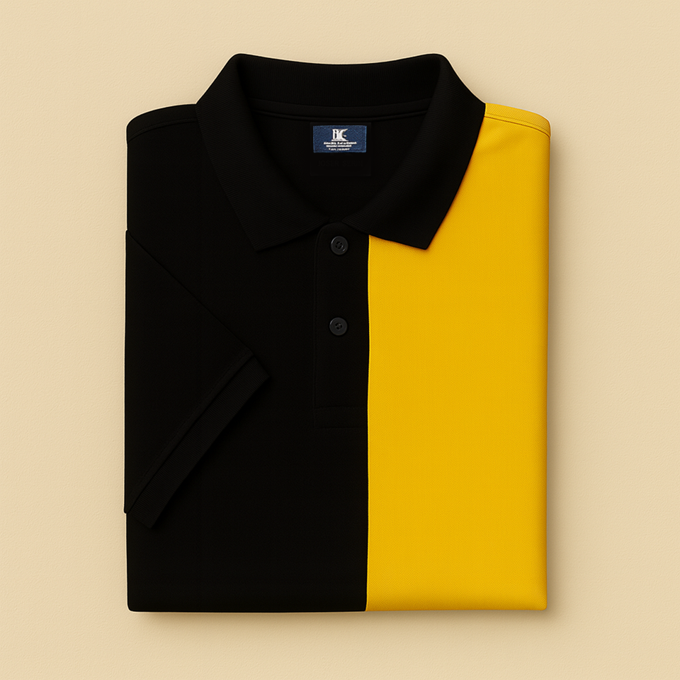 Half Black with Yellow Polo T-Shirt