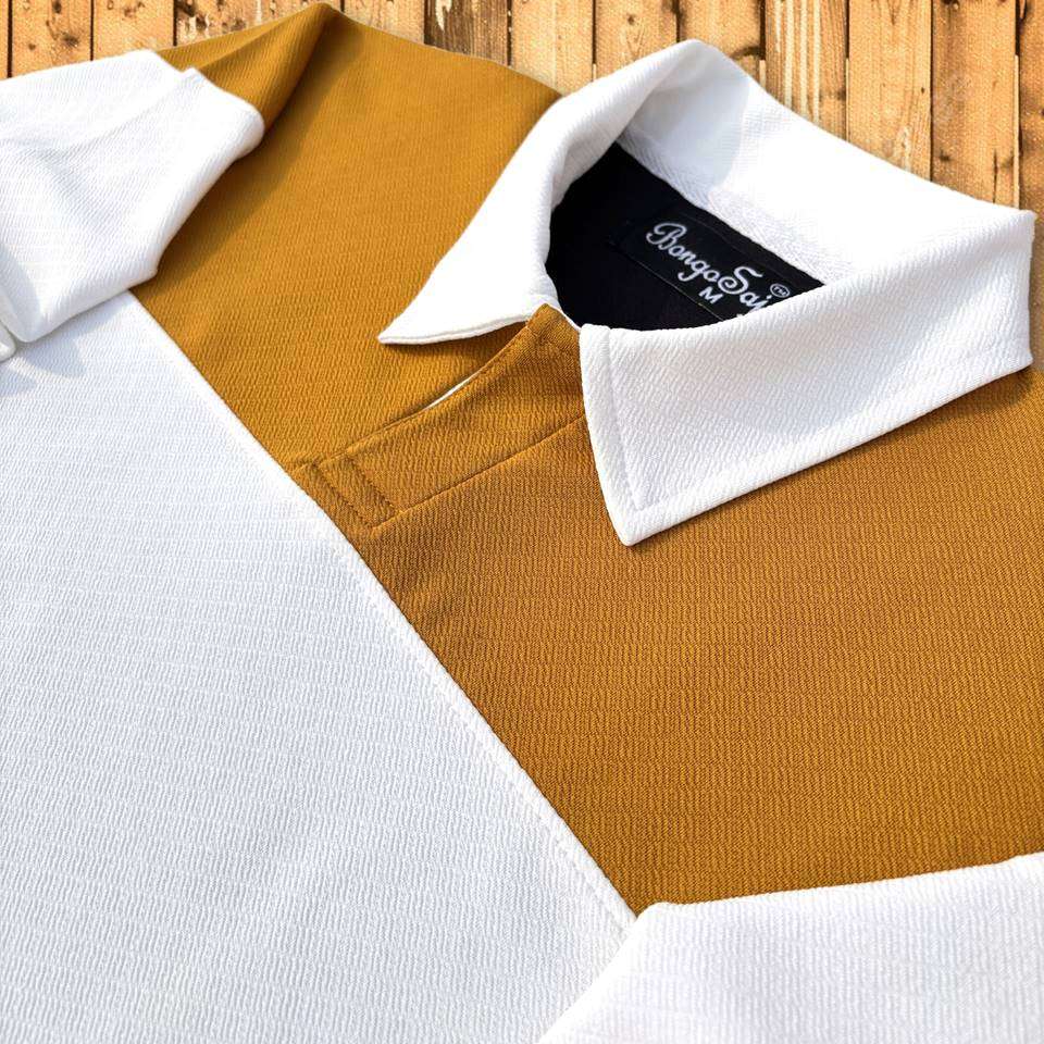 Full sleeve Collar Lycra T Shirt Golden Yellow White with Black
