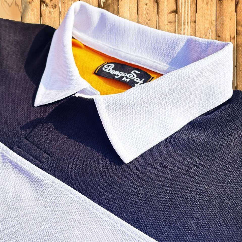 Full sleeve Collar T-Shirt Black White & Corn Yellow
