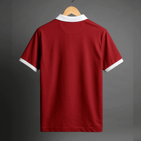 Classic Maroon Polo T-Shirt with White Collar & Cuffs Edition