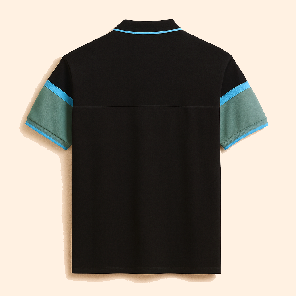 Black and Sea Green Polo T-shirt