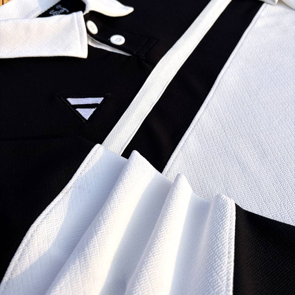 Full sleeve Collar Lycra T Shirt Black with White