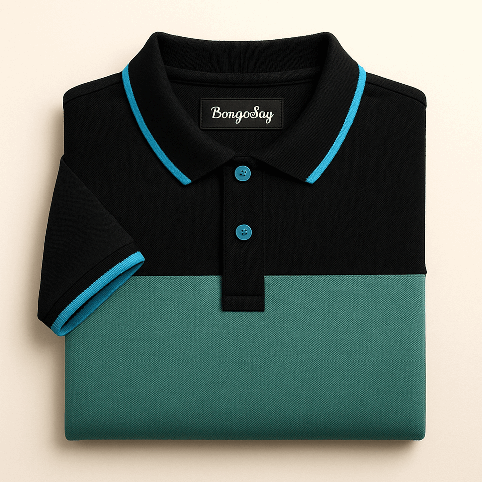Black and Sea Green  Polo T-shirt