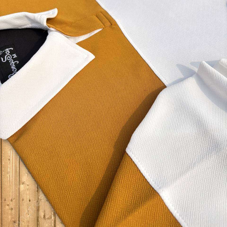 Full sleeve Collar Lycra T Shirt Golden Yellow White with Black