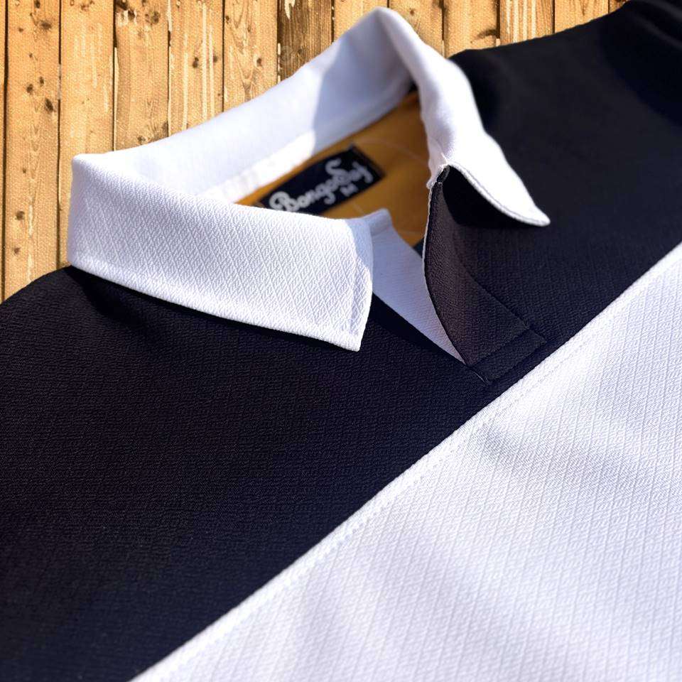 Full sleeve Collar T-Shirt Black White & Corn Yellow