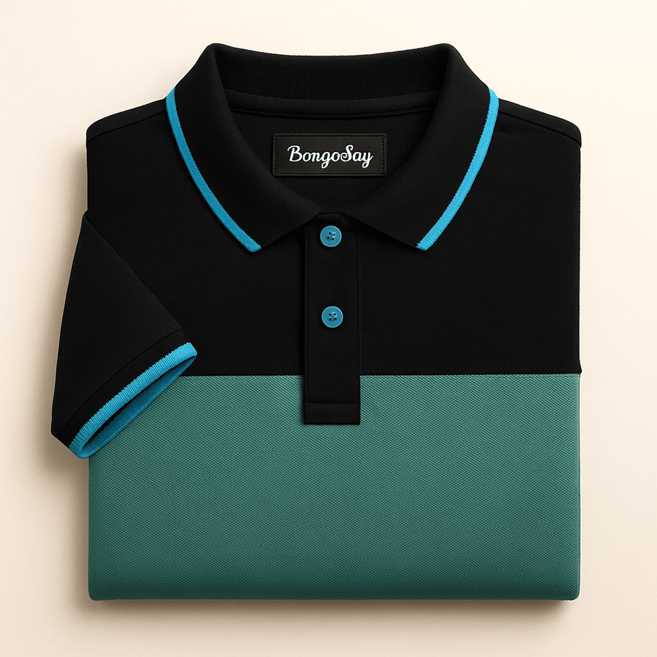 Black and Sea Green Polo T-shirt