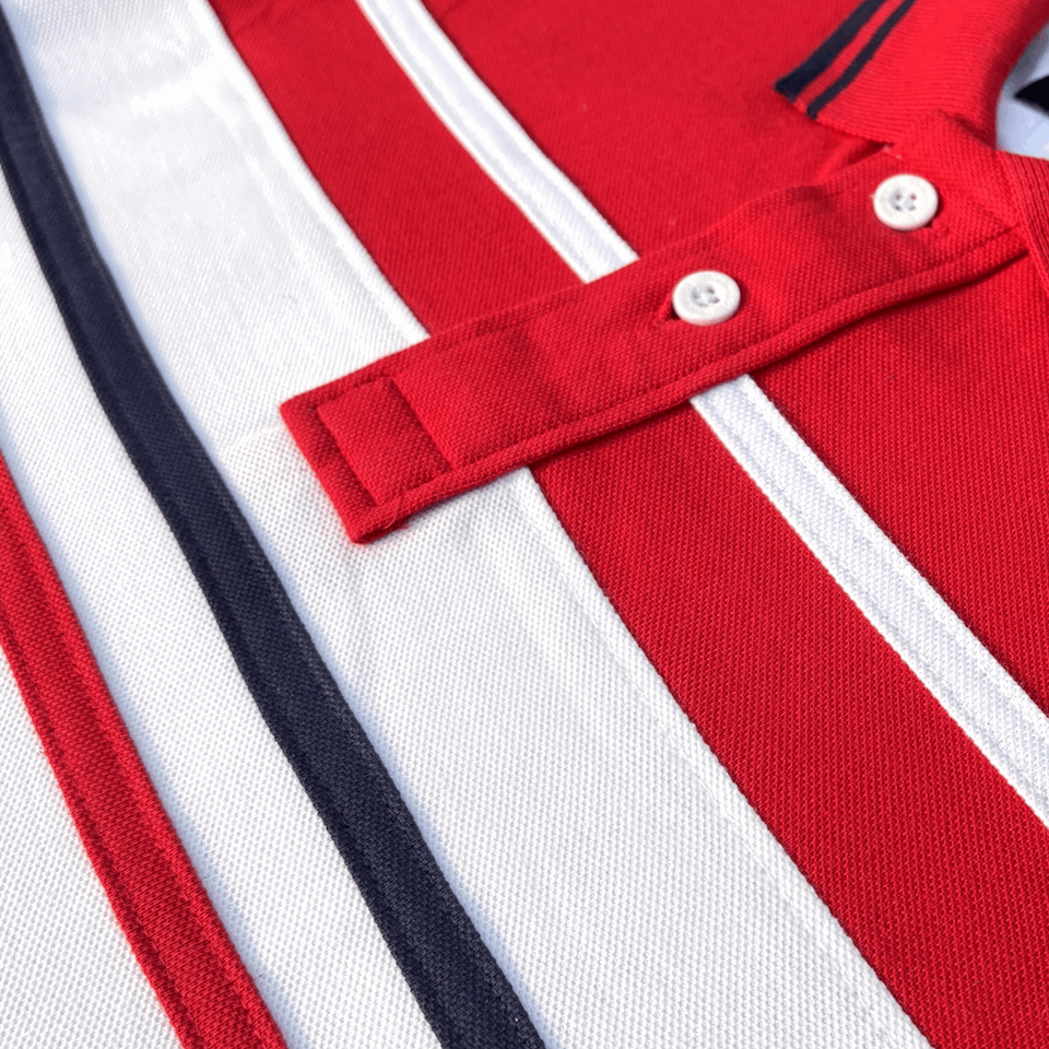 Red White with Navy stripe Polo T-Shirt