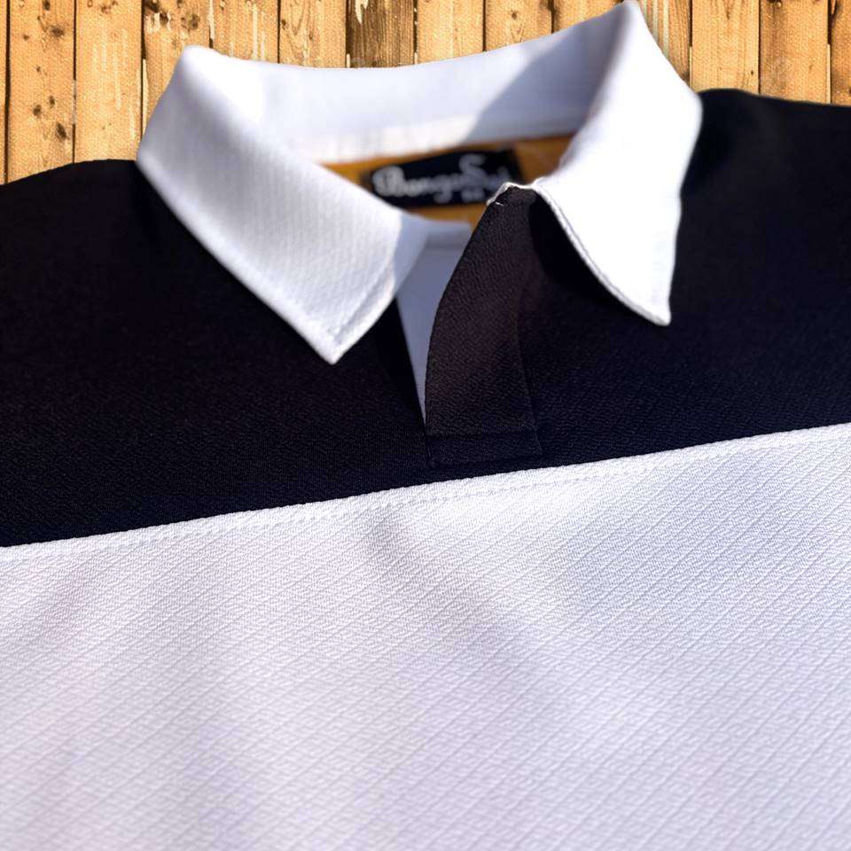 Full sleeve Collar T-Shirt Black White & Corn Yellow