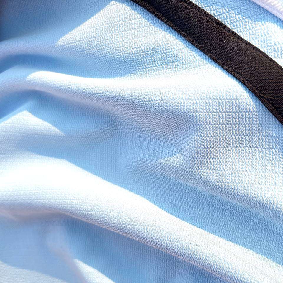 Half Sleeve Lycra Sky Blue Bottom Stripes T-Shirt