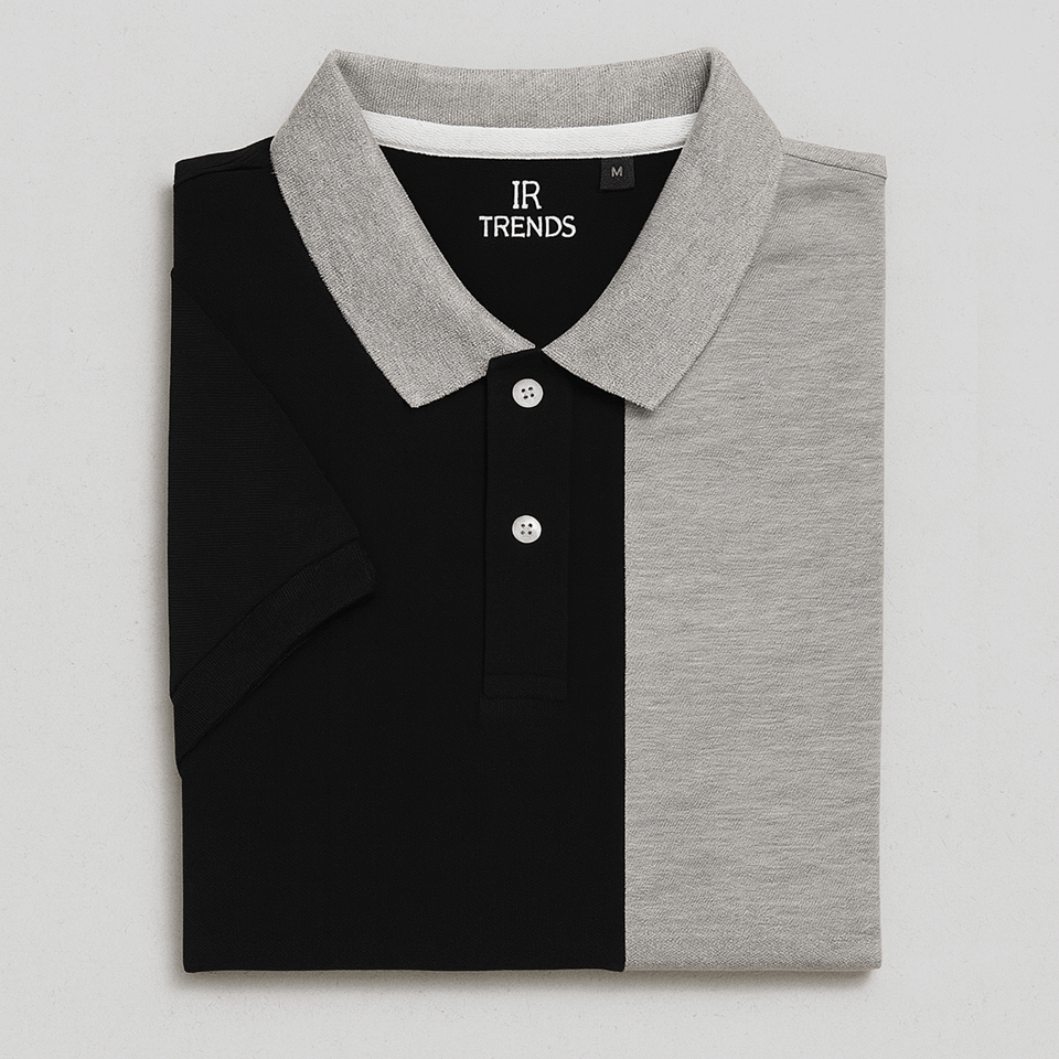Half Black with Grey Polo T-Shirt