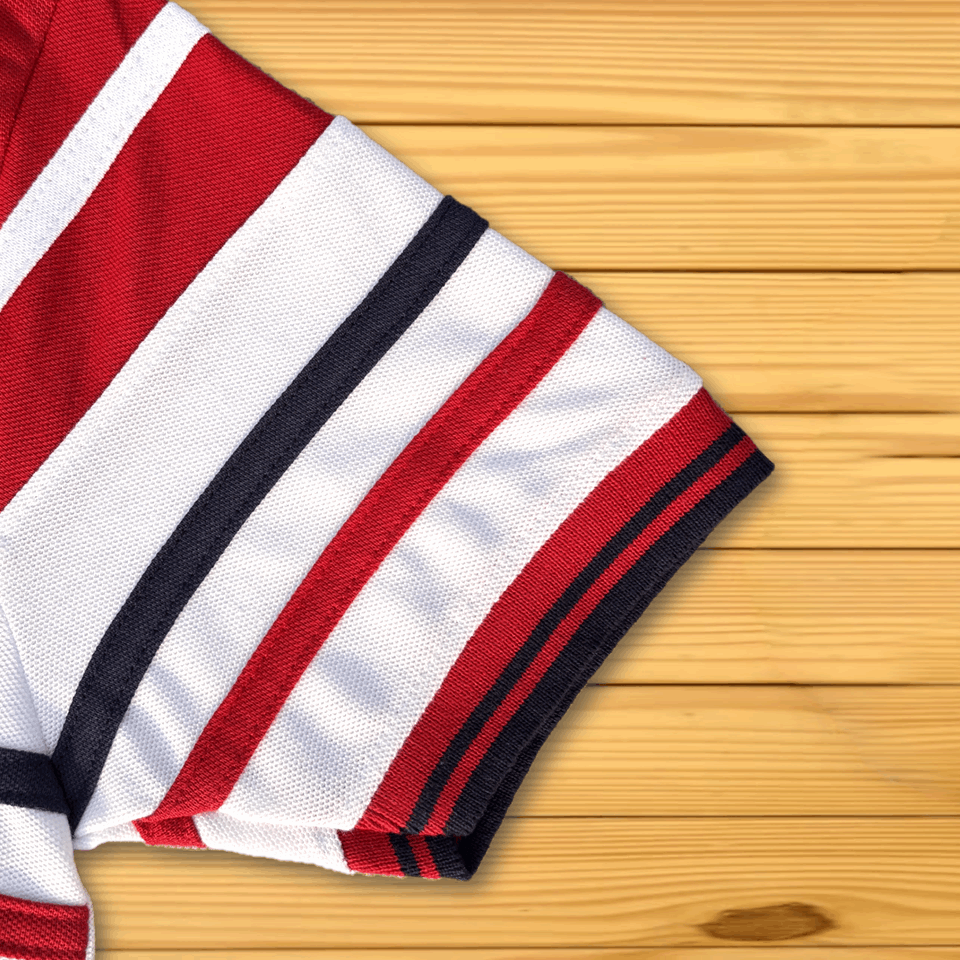 Red White with Navy stripe Polo T-Shirt