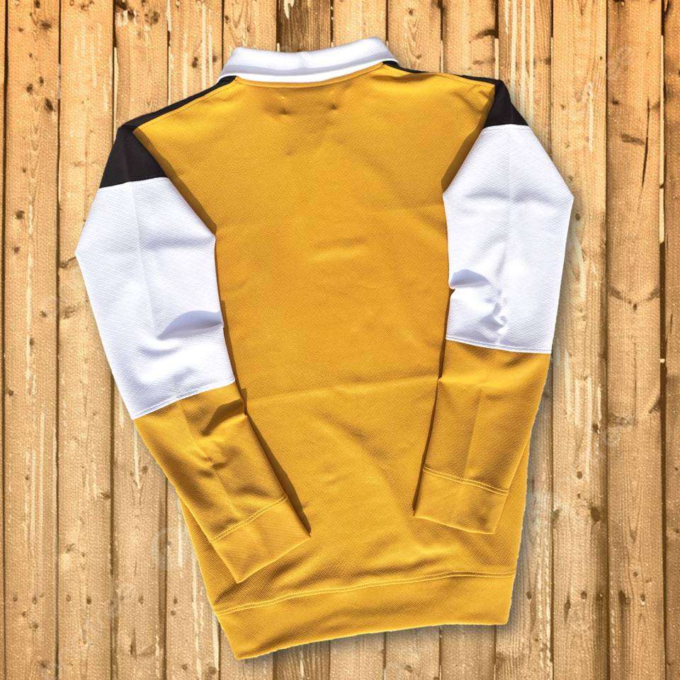 Full sleeve Collar T-Shirt Black White & Corn Yellow