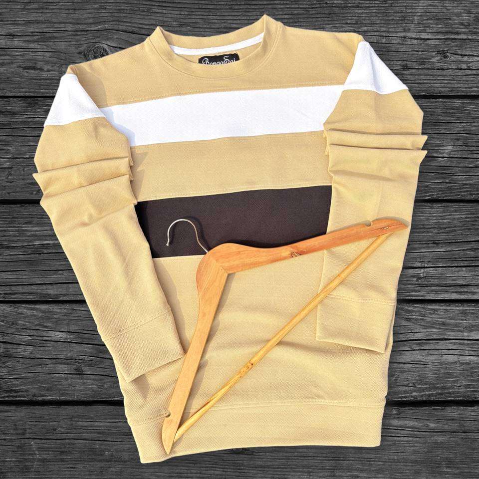 Full sleeve Round Neck Lycra T Shirt Desert Sand, white black