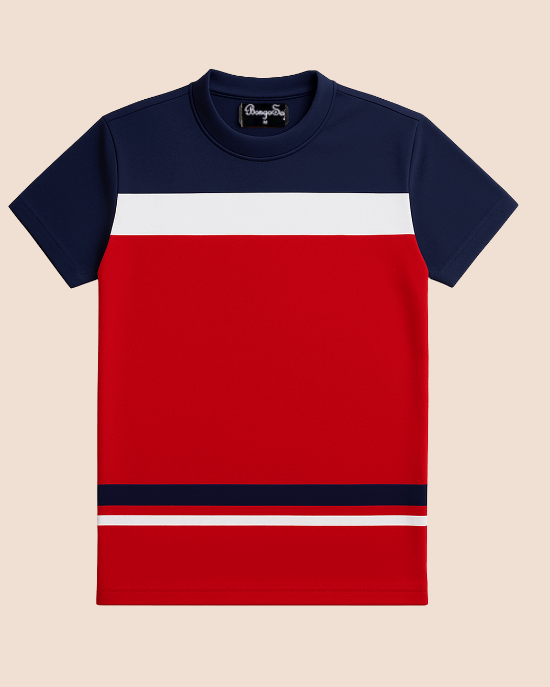 Half Sleeve Lycra Red Bottom Stripes T-Shirt