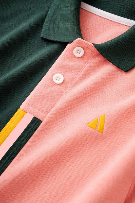 Premium Dual Tone Polo T-Shirt (Pech & Pine Green)