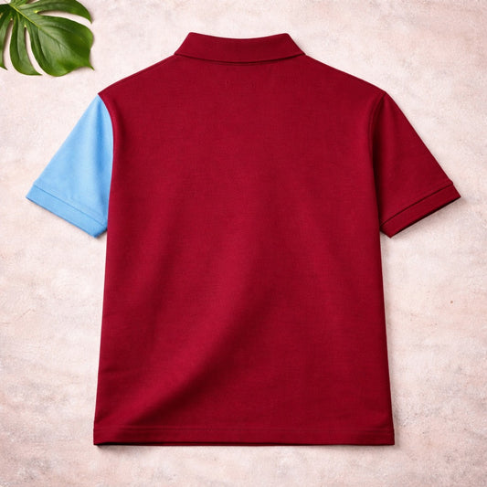 Premium Dual Tone Polo T-Shirt (Maroon & Sky Blue)