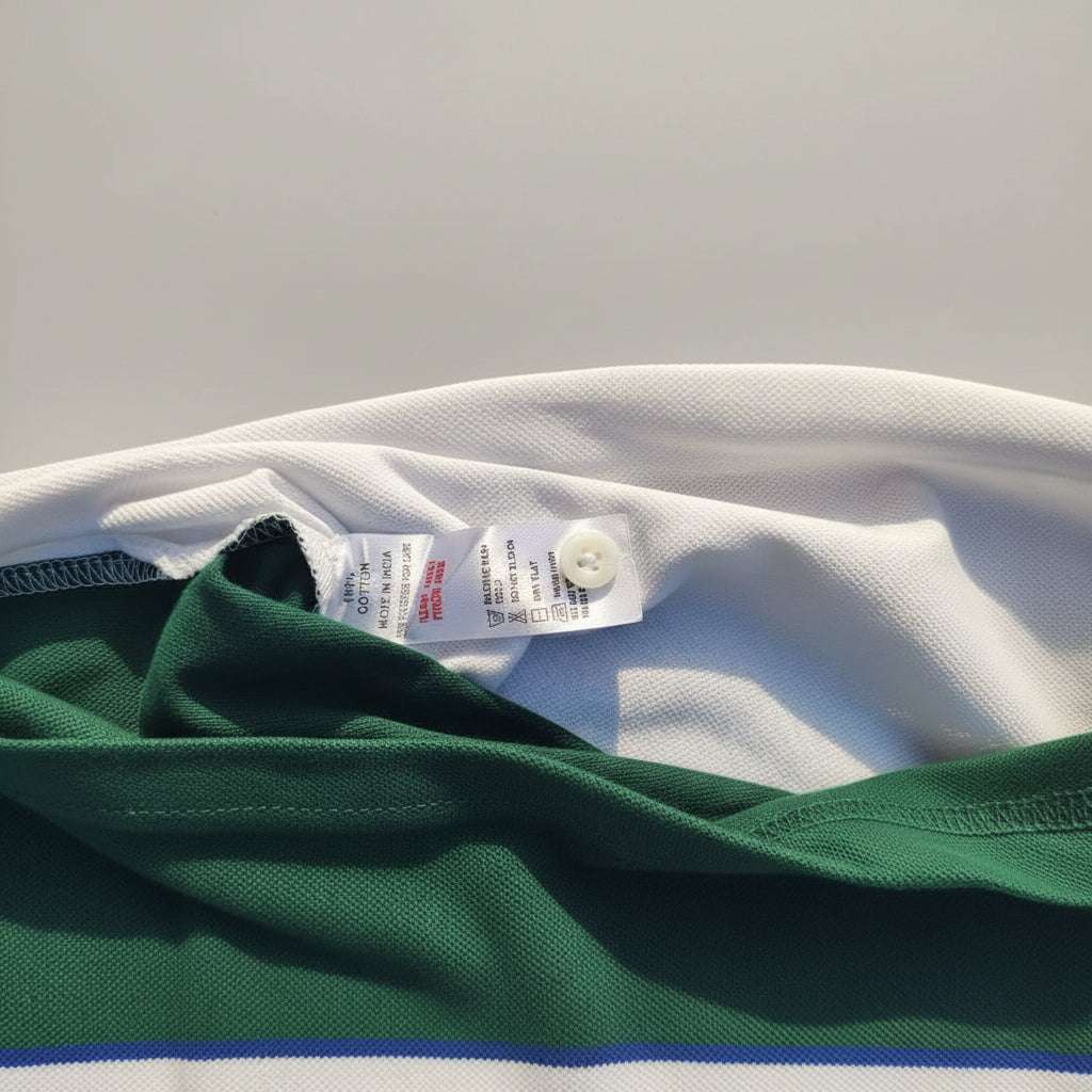 White & Pine Green 3-Stripe Polo T-Shirt